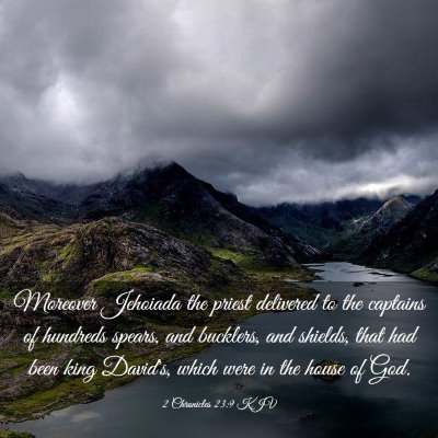 Picture 03 - 2 Chronicles 23:9 KJV - Moreover Jehoiada the priest delivered to the - Bible Verse Picture