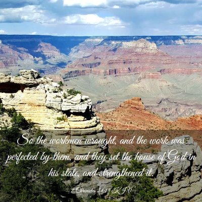 Picture 03 - 2 Chronicles 24:13 KJV - So the workmen wrought, and the work was - Bible Verse Picture