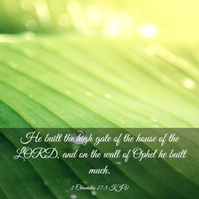 Picture 03 - 2 Chronicles 27:3 KJV - He built the high gate of the house of the LORD, - Bible Verse Picture