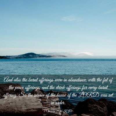 Picture 03 - 2 Chronicles 29:35 KJV - And also the burnt offerings were in abundance, - Bible Verse Picture