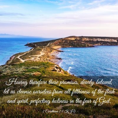 Picture 03 - 2 Corinthians 7:1 KJV - Having therefore these promises, dearly beloved, - Bible Verse Picture