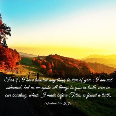 Picture 03 - 2 Corinthians 7:14 KJV - For if I have boasted any thing to him of you, I - Bible Verse Picture