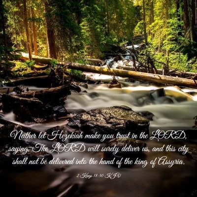 Picture 03 - 2 Kings 18:30 KJV - Neither let Hezekiah make you trust in the LORD, - Bible Verse Picture