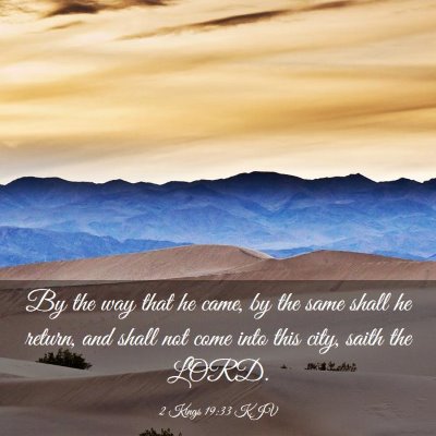 Picture 03 - 2 Kings 19:33 KJV - By the way that he came, by the same shall he - Bible Verse Picture