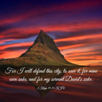 Picture 03 - 2 Kings 19:34 KJV - For I will defend this city, to save it, for mine - Bible Verse Picture