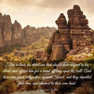 Picture 03 - 2 Kings 3:27 KJV - Then he took his eldest son that should have - Bible Verse Picture