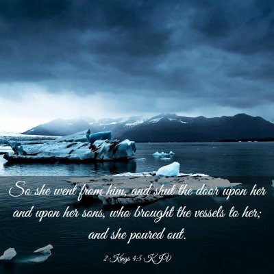 Picture 03 - 2 Kings 4:5 KJV - So she went from him, and shut the door upon her - Bible Verse Picture