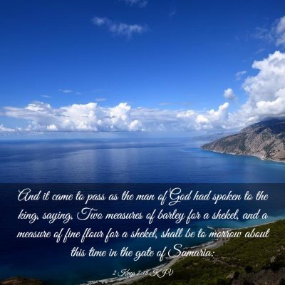 Picture 03 - 2 Kings 7:18 KJV - And it came to pass as the man of God had spoken - Bible Verse Picture