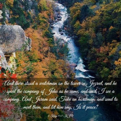 Picture 03 - 2 Kings 9:17 KJV - And there stood a watchman on the tower in - Bible Verse Picture