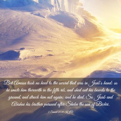 Picture 03 - 2 Samuel 20:10 KJV - But Amasa took no heed to the sword that was in - Bible Verse Picture