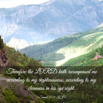 Picture 03 - 2 Samuel 22:25 KJV - Therefore the LORD hath recompensed me according - Bible Verse Picture