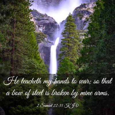 Picture 03 - 2 Samuel 22:35 KJV - He teacheth my hands to war; so that a bow of - Bible Verse Picture