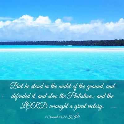 Picture 03 - 2 Samuel 23:12 KJV - But he stood in the midst of the ground, and - Bible Verse Picture