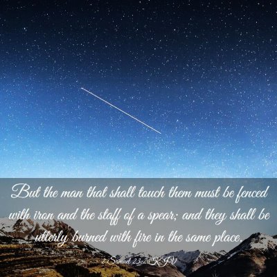 Picture 03 - 2 Samuel 23:7 KJV - But the man that shall touch them must be fenced - Bible Verse Picture