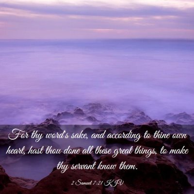 Picture 03 - 2 Samuel 7:21 KJV - For thy word's sake, and according to thine own - Bible Verse Picture