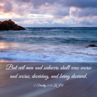 Picture 03 - 2 Timothy 3:13 KJV - But evil men and seducers shall wax worse and - Bible Verse Picture
