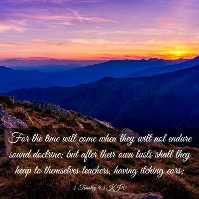 Picture 03 - 2 Timothy 4:3 KJV - For the time will come when they will not endure - Bible Verse Picture