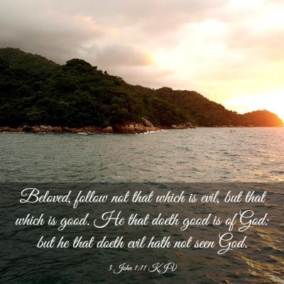 Picture 03 - 3 John 1:11 KJV - Beloved, follow not that which is evil, but that - Bible Verse Picture