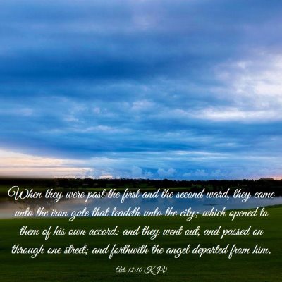 Picture 03 - Acts 12:10 KJV - When they were past the first and the second - Bible Verse Picture