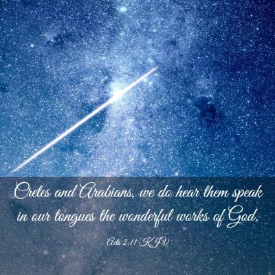 Picture 03 - Acts 2:11 KJV - Cretes and Arabians, we do hear them speak in our - Bible Verse Picture