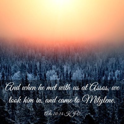 Picture 03 - Acts 20:14 KJV - And when he met with us at Assos, we took him in, - Bible Verse Picture