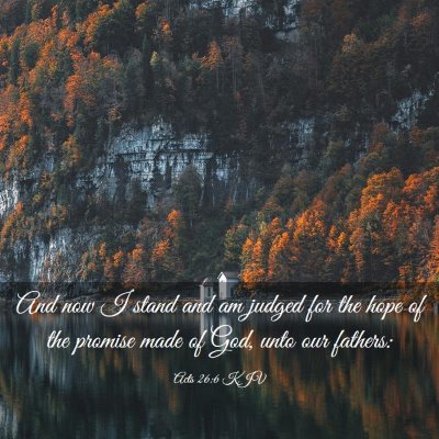 Picture 03 - Acts 26:6 KJV - And now I stand and am judged for the hope of the - Bible Verse Picture