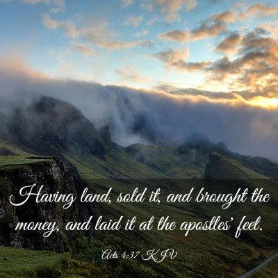 Picture 03 - Acts 4:37 KJV - Having land, sold it, and brought the money, and - Bible Verse Picture