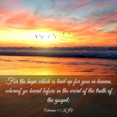 Picture 03 - Colossians 1:5 KJV - For the hope which is laid up for you in heaven, - Bible Verse Picture
