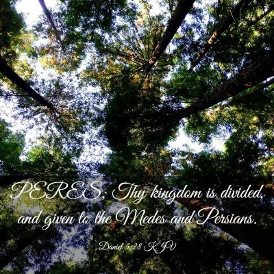 Picture 03 - Daniel 5:28 KJV - PERES; Thy kingdom is divided, and given to the - Bible Verse Picture
