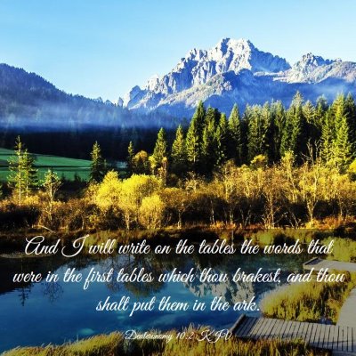 Picture 03 - Deuteronomy 10:2 KJV - And I will write on the tables the words that - Bible Verse Picture