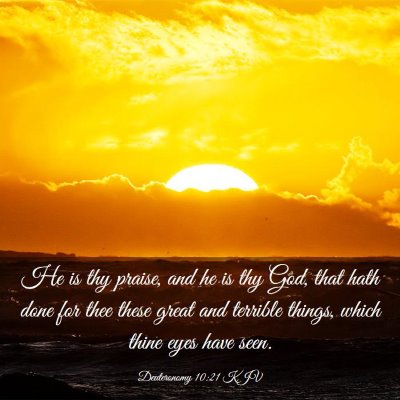 Picture 03 - Deuteronomy 10:21 KJV - He is thy praise, and he is thy God, that hath - Bible Verse Picture