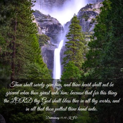 Picture 03 - Deuteronomy 15:10 KJV - Thou shalt surely give him, and thine heart shall - Bible Verse Picture