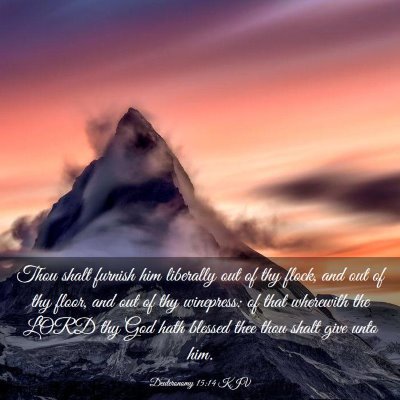 Picture 03 - Deuteronomy 15:14 KJV - Thou shalt furnish him liberally out of thy - Bible Verse Picture