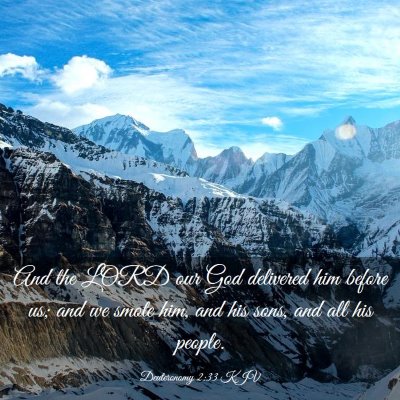 Picture 03 - Deuteronomy 2:33 KJV - And the LORD our God delivered him before us; and - Bible Verse Picture
