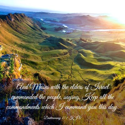 Picture 03 - Deuteronomy 27:1 KJV - And Moses with the elders of Israel commanded the - Bible Verse Picture