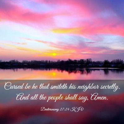 Picture 03 - Deuteronomy 27:24 KJV - Cursed be he that smiteth his neighbor secretly. - Bible Verse Picture