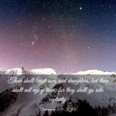 Picture 03 - Deuteronomy 28:41 KJV - Thou shalt beget sons and daughters, but thou - Bible Verse Picture