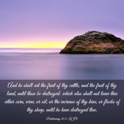 Picture 03 - Deuteronomy 28:51 KJV - And he shall eat the fruit of thy cattle, and the - Bible Verse Picture