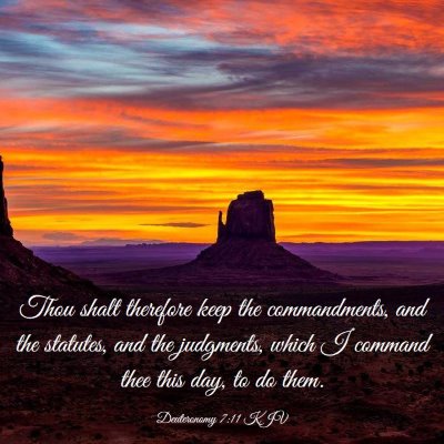 Picture 03 - Deuteronomy 7:11 KJV - Thou shalt therefore keep the commandments, and - Bible Verse Picture