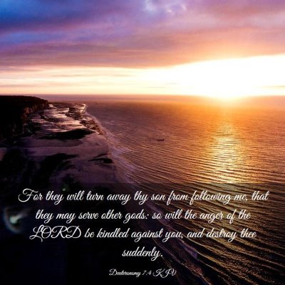 Picture 03 - Deuteronomy 7:4 KJV - For they will turn away thy son from following - Bible Verse Picture