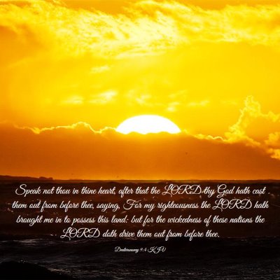 Picture 03 - Deuteronomy 9:4 KJV - Speak not thou in thine heart, after that the - Bible Verse Picture