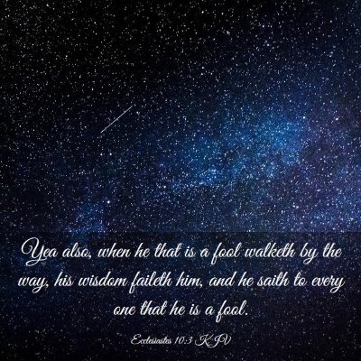 Picture 03 - Ecclesiastes 10:3 KJV - Yea also, when he that is a fool walketh by the - Bible Verse Picture