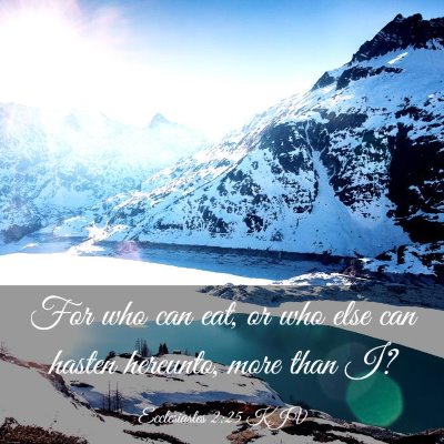 Picture 03 - Ecclesiastes 2:25 KJV - For who can eat, or who else can hasten hereunto, - Bible Verse Picture