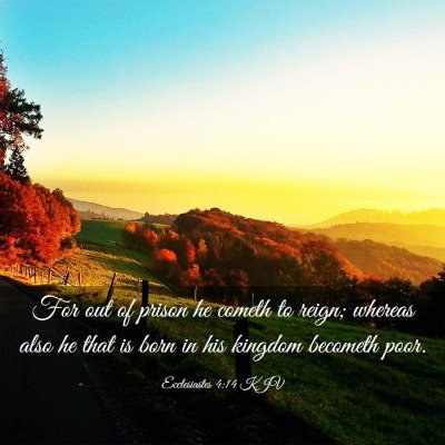 Picture 03 - Ecclesiastes 4:14 KJV - For out of prison he cometh to reign; whereas - Bible Verse Picture