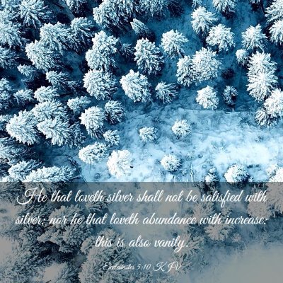 Picture 03 - Ecclesiastes 5:10 KJV - He that loveth silver shall not be satisfied with - Bible Verse Picture