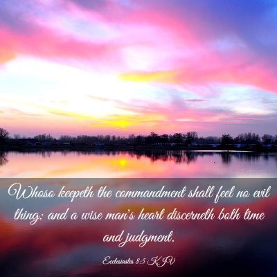 Picture 03 - Ecclesiastes 8:5 KJV - Whoso keepeth the commandment shall feel no evil - Bible Verse Picture