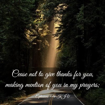Picture 03 - Ephesians 1:16 KJV - Cease not to give thanks for you, making mention - Bible Verse Picture