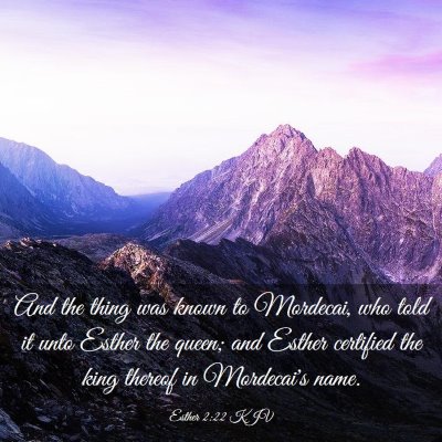 Picture 03 - Esther 2:22 KJV - And the thing was known to Mordecai, who told it - Bible Verse Picture