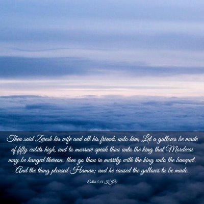 Picture 03 - Esther 5:14 KJV - Then said Zeresh his wife and all his friends - Bible Verse Picture