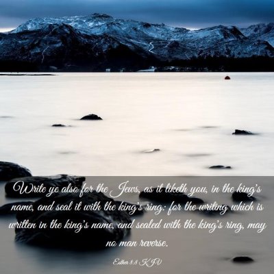 Picture 03 - Esther 8:8 KJV - Write ye also for the Jews, as it liketh you, in - Bible Verse Picture